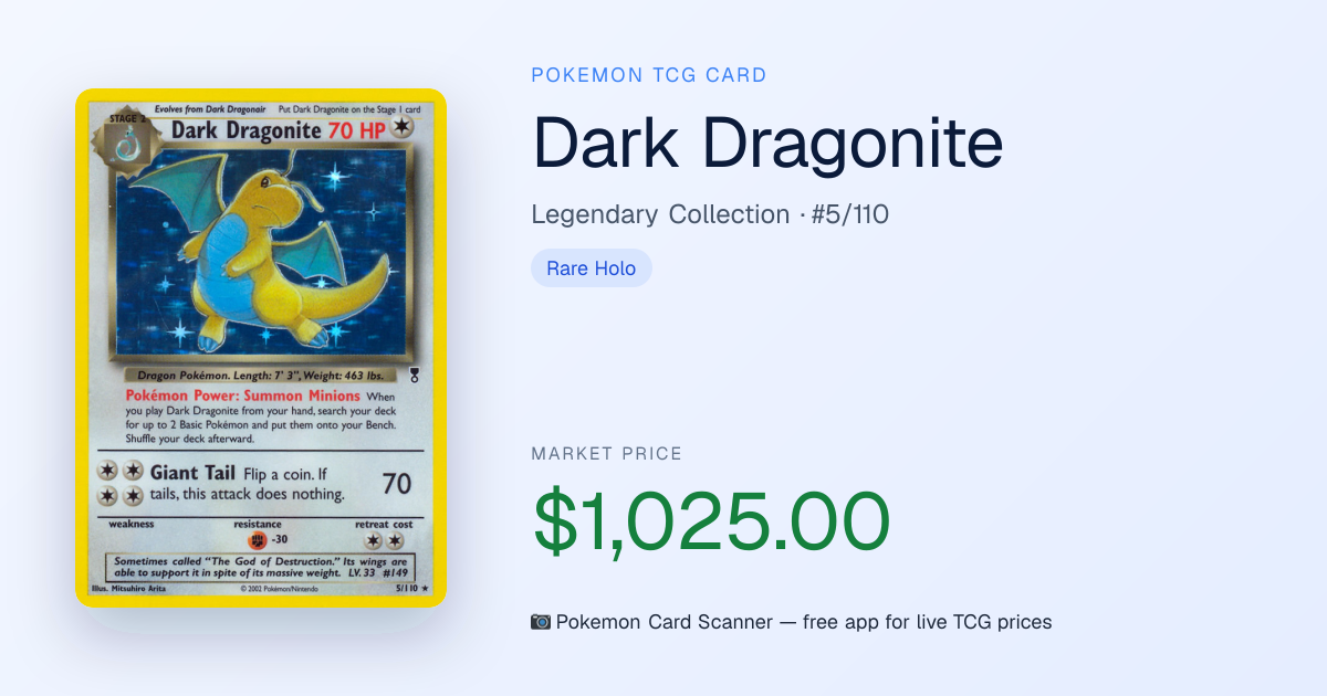Dark Dragonite #5/110 · Legendary Collection · Pokemon Card Scanner