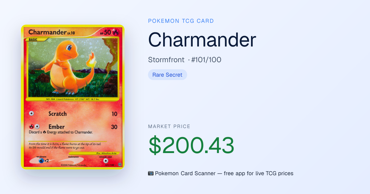 Charmander #101/100 · Stormfront · Pokemon Card Scanner