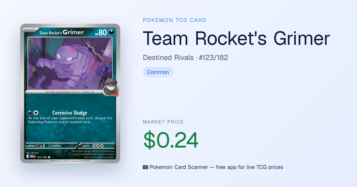 Team Rocket's Grimer #123/182 Value — Destined Rivals · Pokemon Card ...