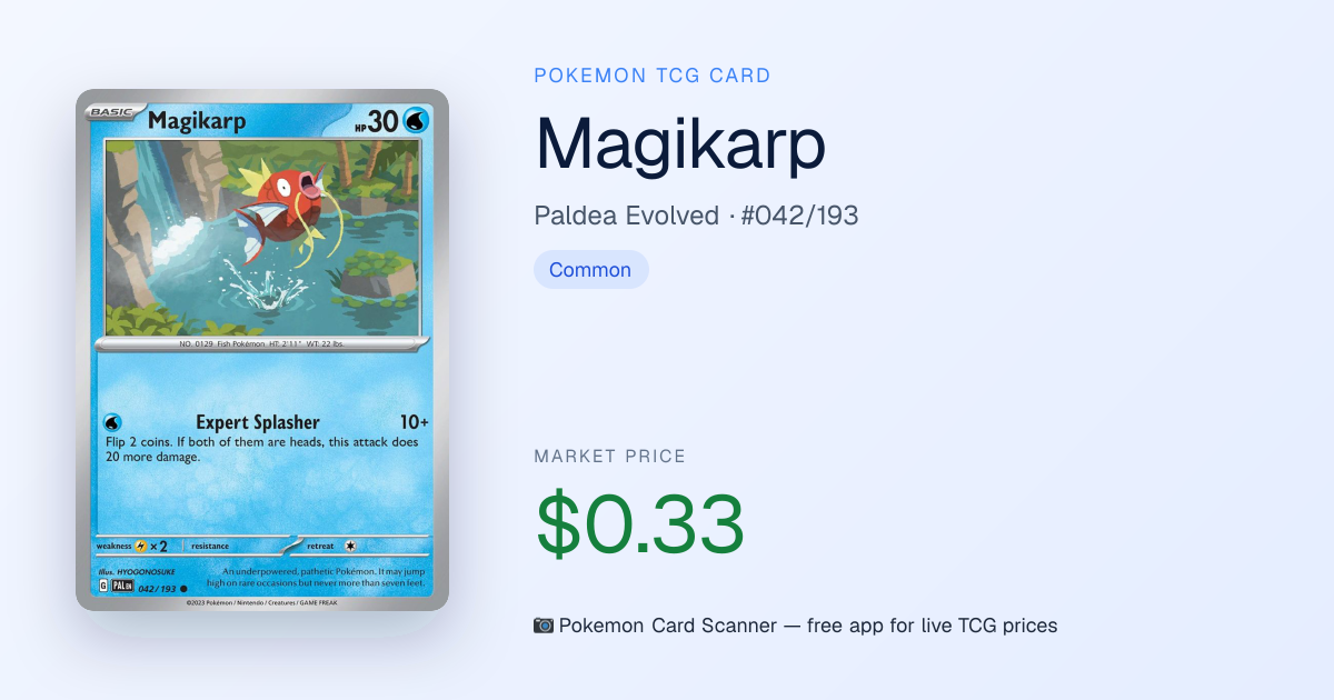Magikarp #042/193 · Paldea Evolved · Pokemon Card Scanner