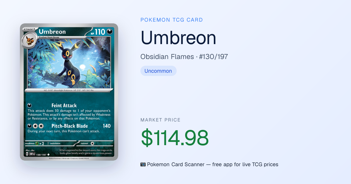 Umbreon #130/197 · Obsidian Flames · Pokemon Card Scanner