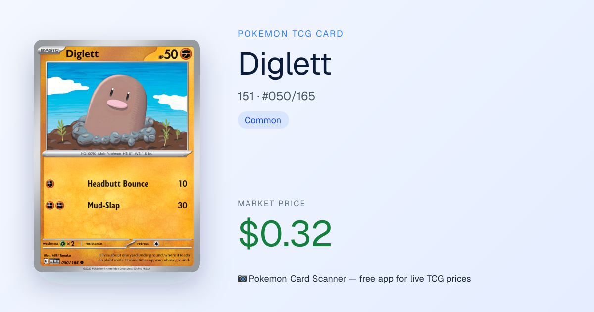 Diglett #050/165 · 151 · Pokemon Card Scanner