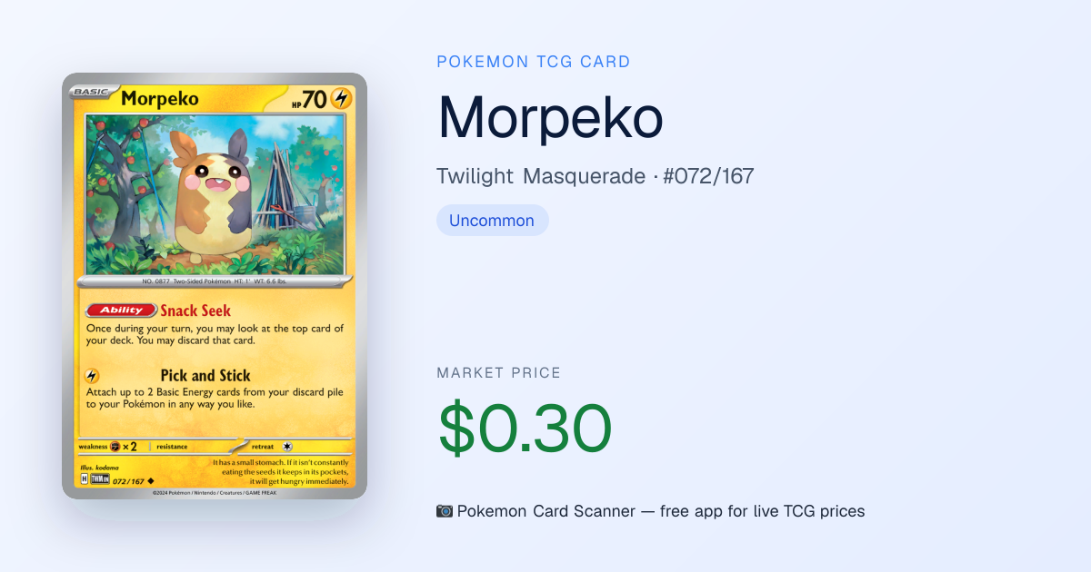 Morpeko #072/167 · Twilight Masquerade · Pokemon Card Scanner