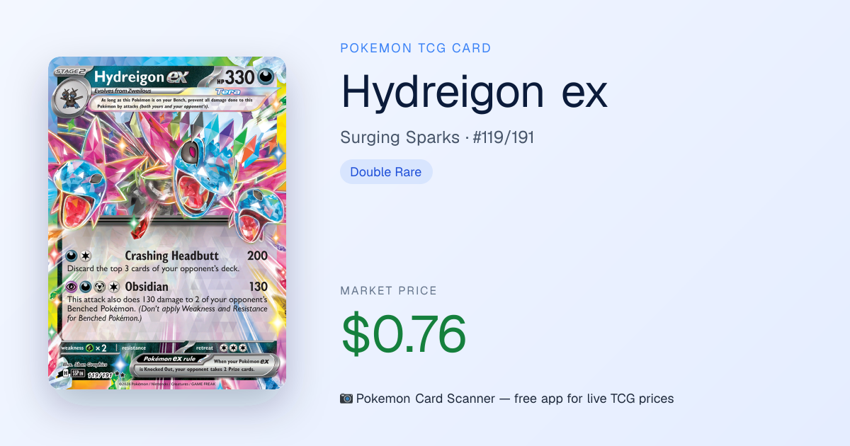 Hydreigon ex #119/191 · Surging Sparks · Pokemon Card Scanner