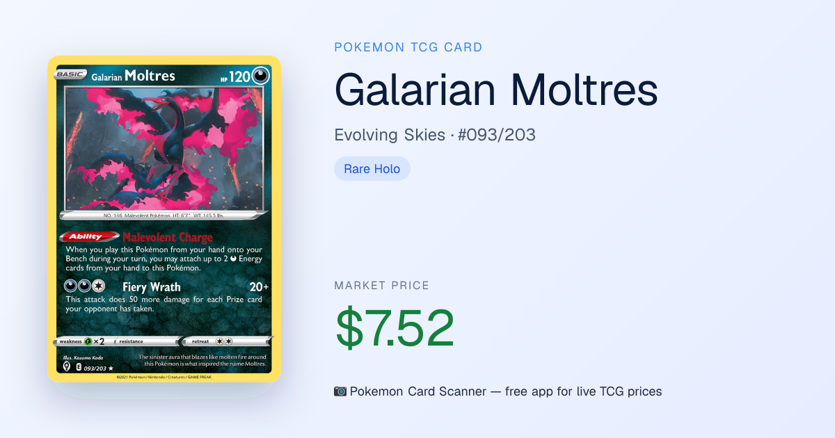 Galarian Moltres #093/203 Value — Evolving Skies
